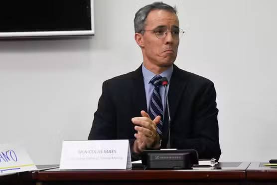 Nicolas Maes, le directeur général d’Orano, à Niamey, en mai 2023. BOUREIMA HAMA / AFP